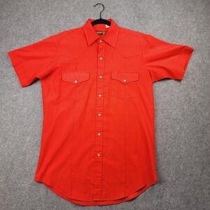 Sheplers Western Pearl Snap Shirt Mens Medium Red Short Sleeve Cowboy Yoke